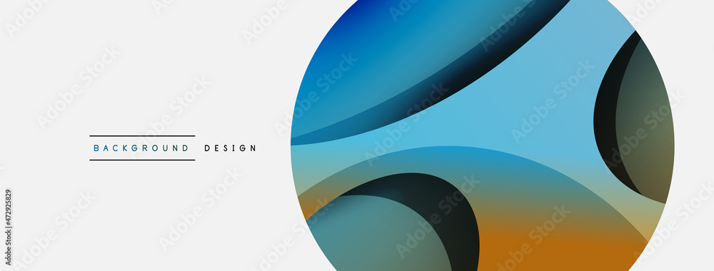 Creative geometric wallpaper. Minimal abstract background. Circle and wave composition vector illustration for wallpaper banner background or landing page Creative geometric wallpaper. Minimal abstract background. Circle and wave composition vector illustration for wallpaper banner background or landing page