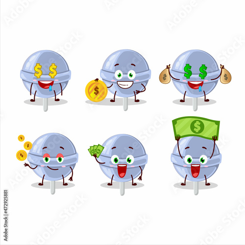 sweet blueberry lolipop cartoon character with cute emoticon bring money