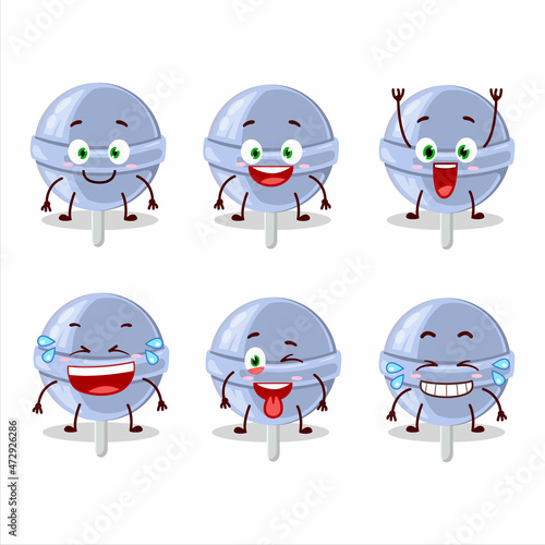 Cartoon character of sweet blueberry lolipop with smile expression