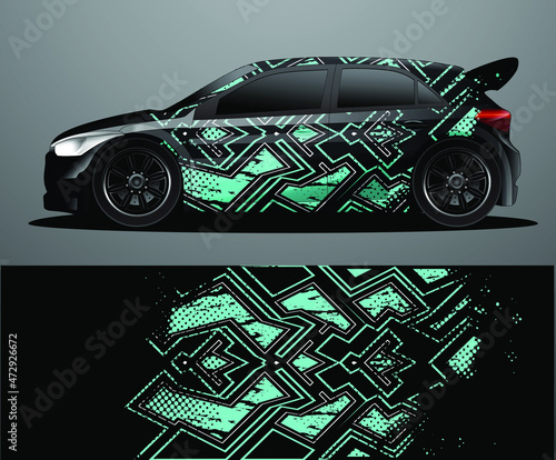 Rally car decal graphic wrap vector, abstract background