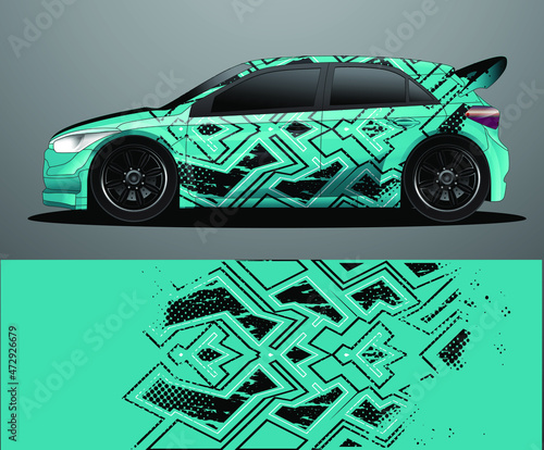 Rally car decal graphic wrap vector, abstract background