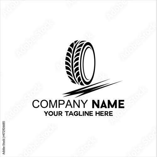 unique car tire illustration logo