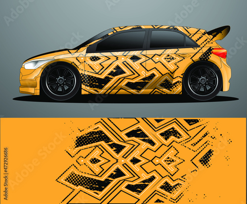 Rally car decal graphic wrap vector, abstract background
