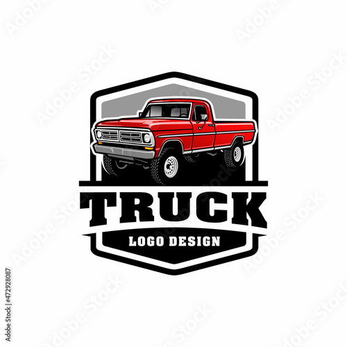 old, retro truck illustration logo vector