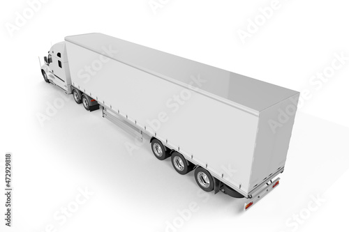Big Truck Trailer on white background mockup