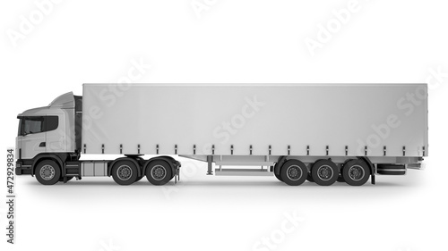 Big Truck Trailer on white background mockup