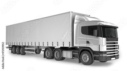 Big Truck Trailer on white background mockup