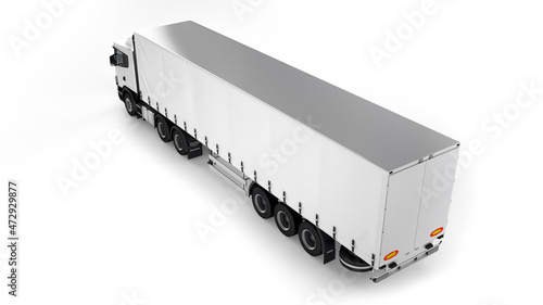 Big Truck Trailer on white background mockup
