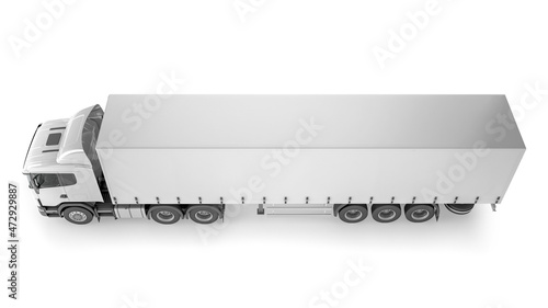 Big Truck Trailer on white background mockup