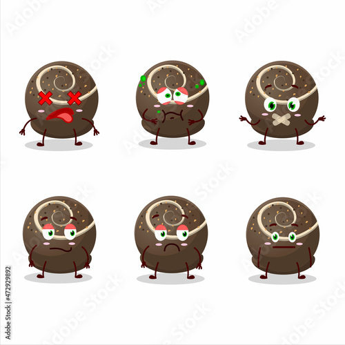 Truffle chocolate candy cartoon character with nope expression