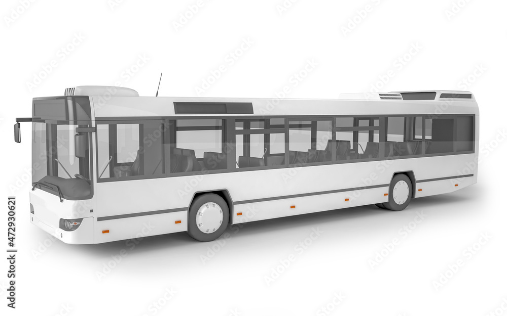 Bus on white background mockup