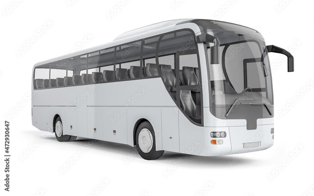 Bus on white background mockup