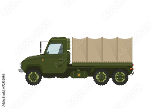 Military truck. Vector illustration on a white background.