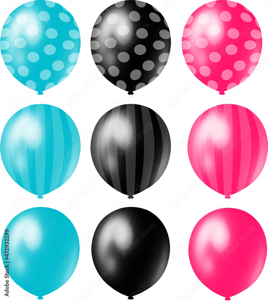 Balloons clipart TIKTOK Color. Party clipart. Colorful single balloon  clipart. Bunches of balloons clipart. Digital Stock Illustration | Adobe  Stock
