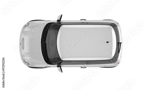 White mini sport car on white background mockup photo