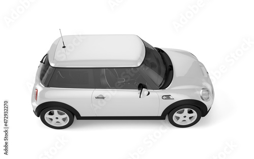 White mini sport car on white background mockup