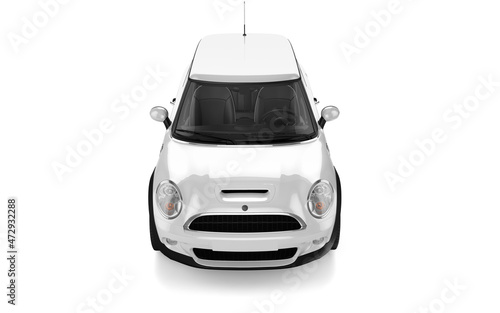 White mini sport car on white background mockup