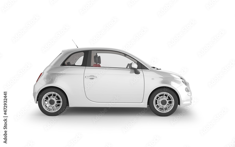 White small car on white background mock up