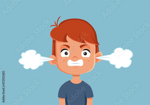 Angry Little Boy Vector Cartoon Character Illustration