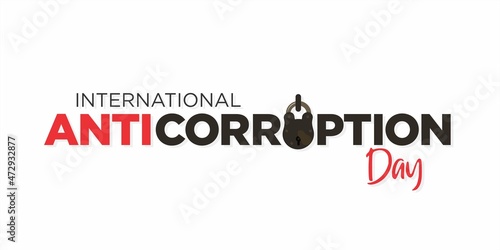Fototapeta Naklejka Na Ścianę i Meble -  Conceptual Typography of International Anti Corruption Day. Illustration of Antique Lock of Jail.