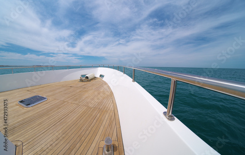 Yacht panorama on deck.