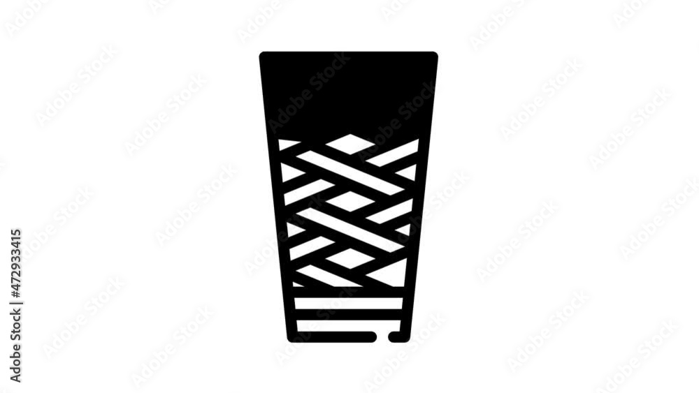 Viking Ancient Culture line icon animation. Viking Hammer And Ax, Bat And Mace, Drink Cup And Wooden Barrel, Clothes And Food