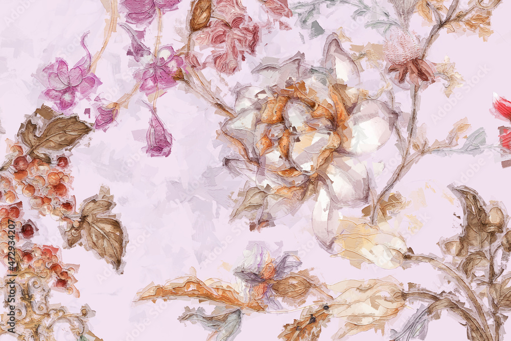 Beautiful oil painting flower illustration Beautiful oil painting flower illustration