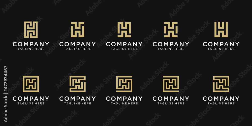 bundle monogram initial letter H logo template.