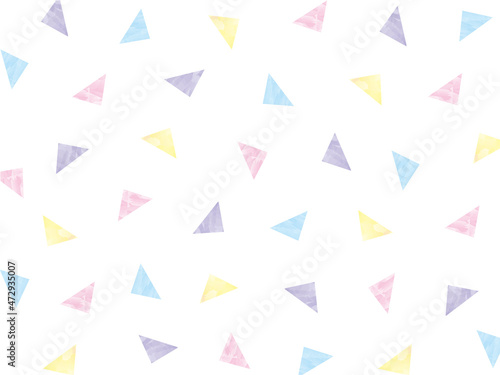 パステルカラーの三角形のパターン 背景 水彩テクスチャ