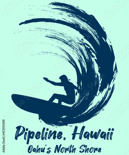 Pipeline, Hawaii Oahu North Shore Surf T-shirt design for surf lover