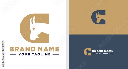 LETTER G LOGO GOAT NEGATIVE SPACE EDITABLE