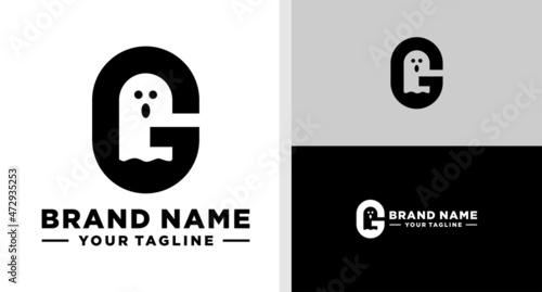 LETTER G LOGO GHOST NEGATIVE SPACE EDITABLE