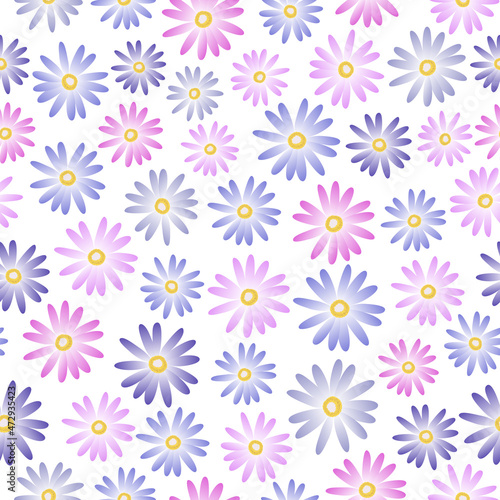 daisy floral pattern. ditsy purple daisy, blue daisy. good for wallpaper, fashion, fabric, dress, etc.
