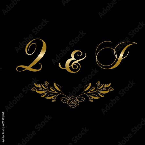 wedding couple initials logo letter on monogram QI