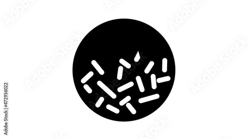 Pathogen Virus Disease glyph icon animation. Pathogen Bacteria And Protozoa Malaria, Mold On Bread And Vibrio Cholerae photo