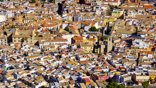 Aerial view of the crowded houses of the old town of Jaen, Andalusia. © josemiguelsangar