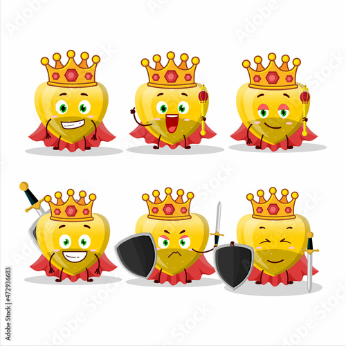 A Charismatic King yellow love gummy candy cartoon character wearing a gold crown