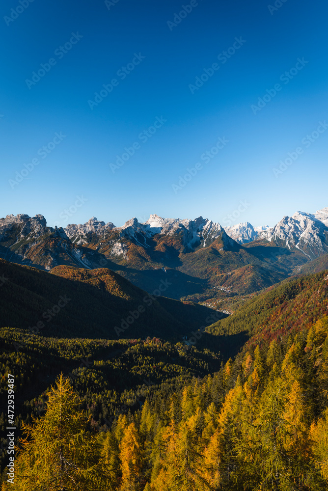Panoramic view during an autumn trekking in the Dolomites, Italy Panoramic view during an autumn trekking in the Dolomites, Italy