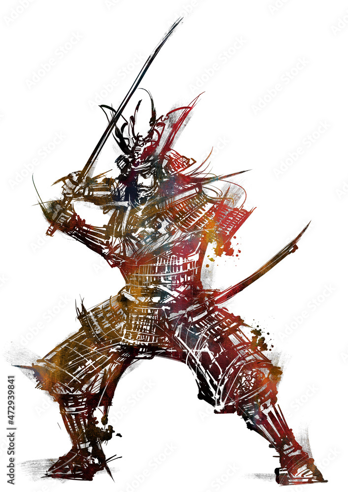 戦国武将 刀構え 01 カラー1 Stock Illustration Adobe Stock