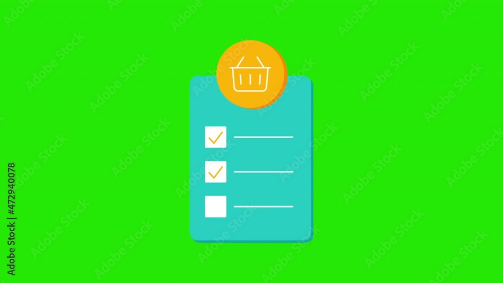 4k video of cartoon blue shopping list. 4k video of cartoon blue shopping list.