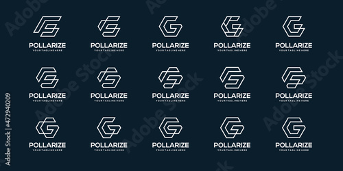 Set of abstract initial letter G logo design template. icons for business of digital, technology