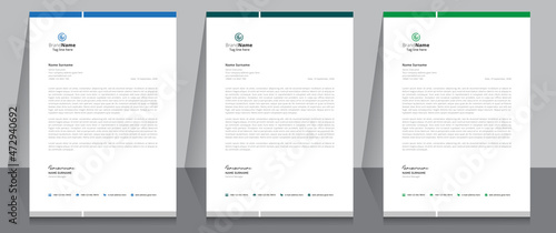 Letterhead format template, business style letterhead design template. Company letterhead template designs.