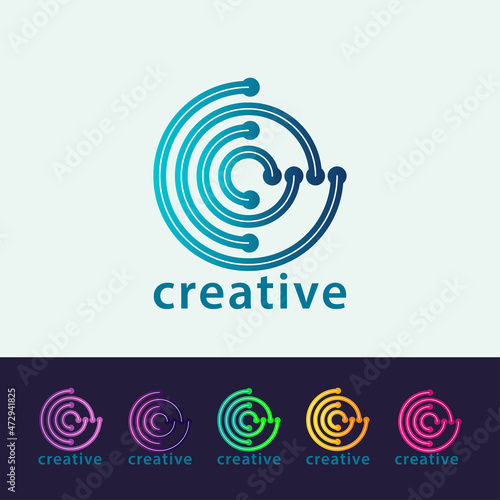 C Nama awal Technolgy Logo,Vector with Dots.