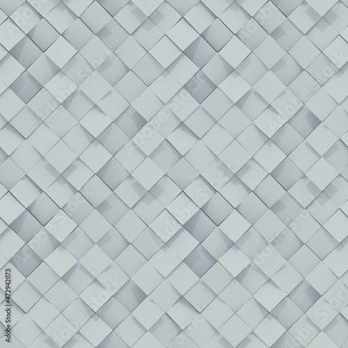 White seamless tileable pattern of rhombs 3D render illustration