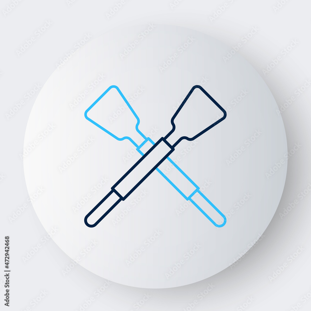 Line Crossed oars or paddles boat icon isolated on white background. Colorful outline concept. Vector Line Crossed oars or paddles boat icon isolated on white background. Colorful outline concept. Vector