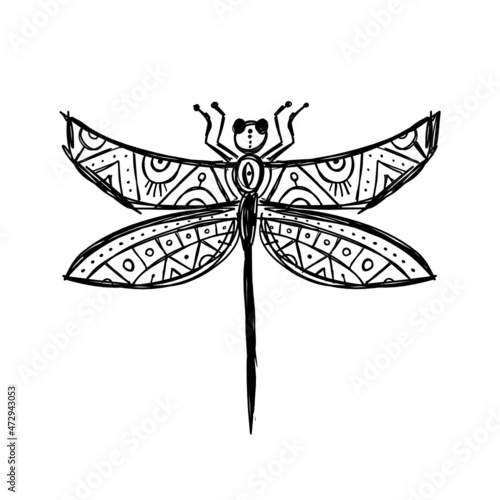 Vintage Dragonfly. Ethnic style for your design