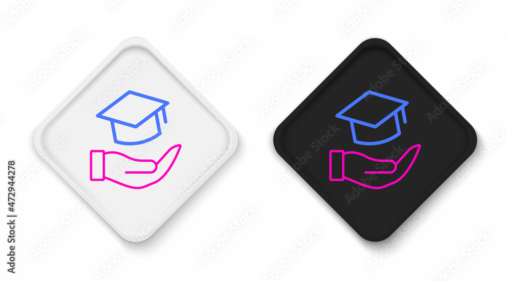 Line Education grant icon isolated on white background. Tuition fee,  financial education, budget fund, scholarship program, graduation hat.  Colorful outline concept. Vector Stock Vector | Adobe Stock