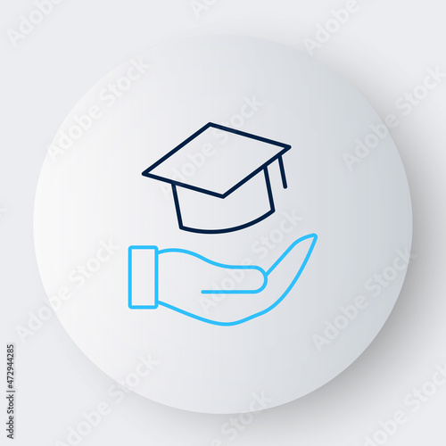 Line Education grant icon isolated on white background. Tuition fee, financial education, budget fund, scholarship program, graduation hat. Colorful outline concept. Vector