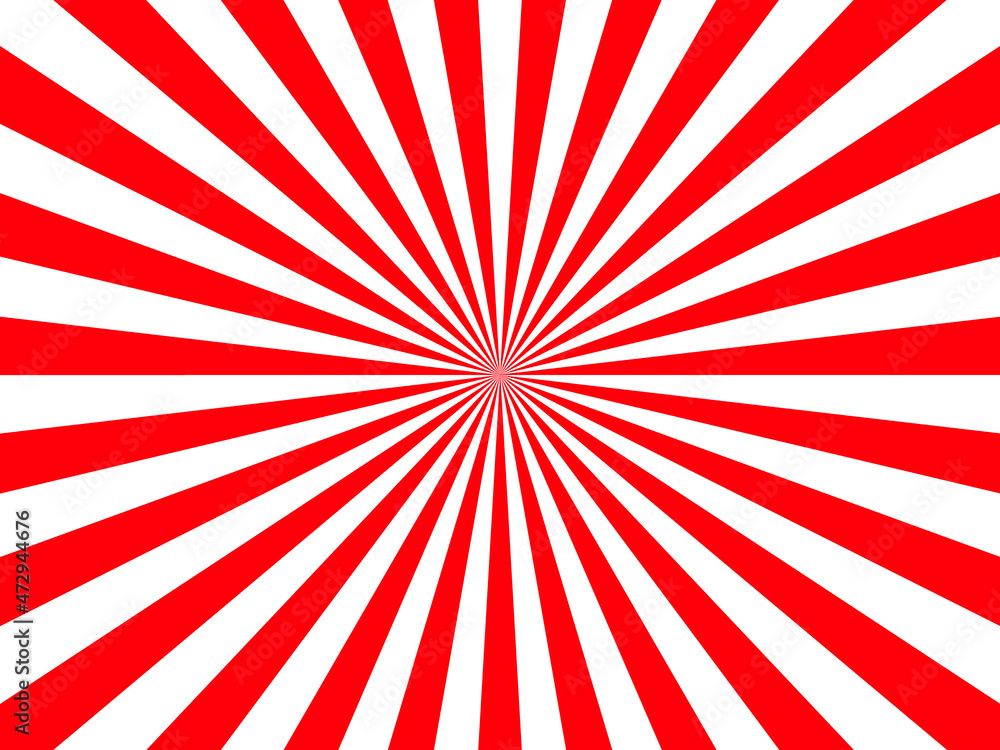 赤と白色のシンプルな放射状の背景