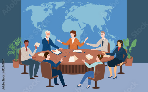 Politicians Meeting Illustration